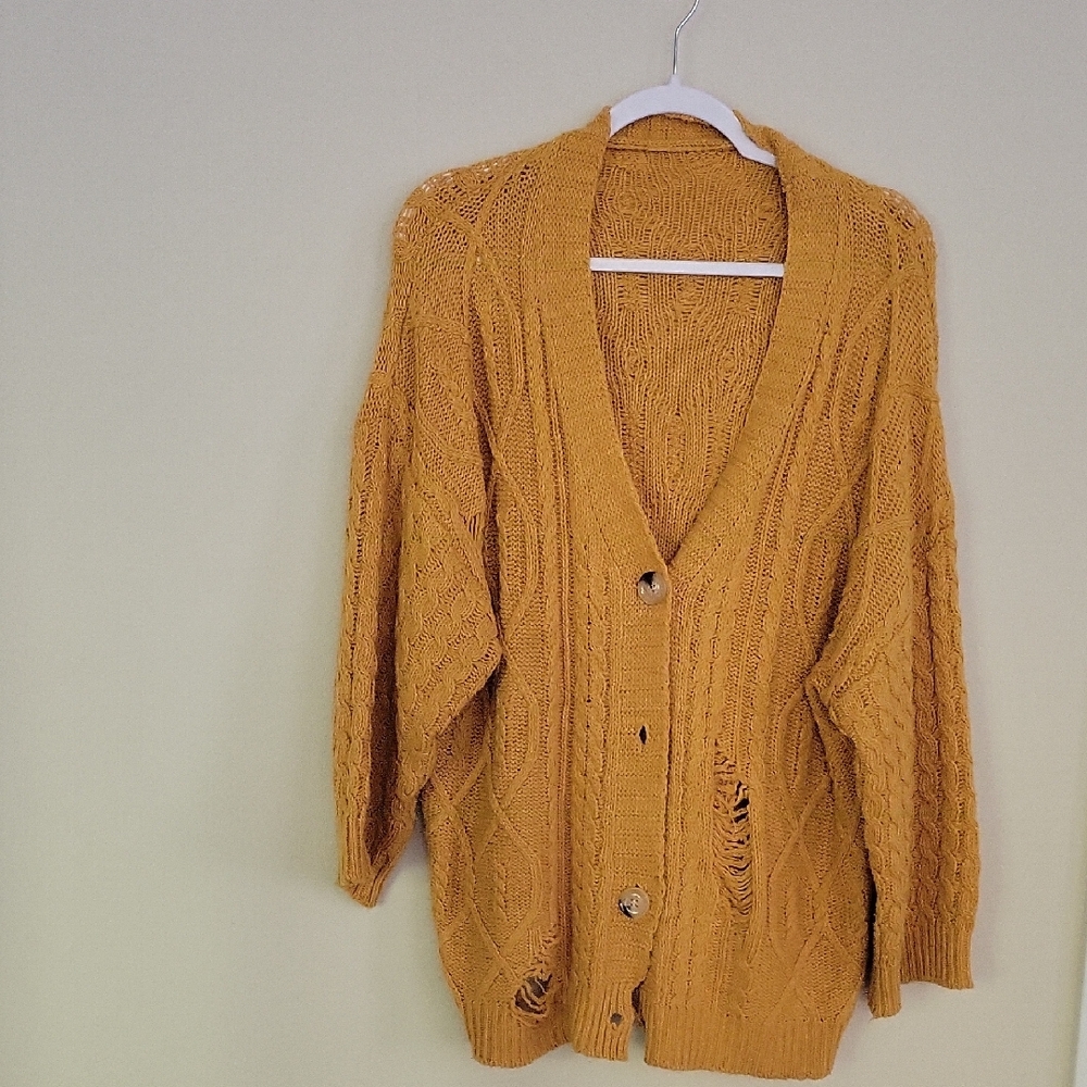 Cozy Mustard Knit Cardigan